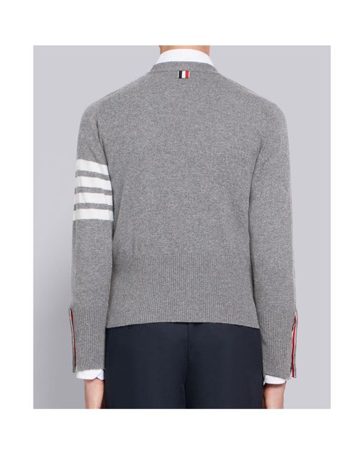 Thom Browne Gray 4-Bar Stripe Cardigan for men