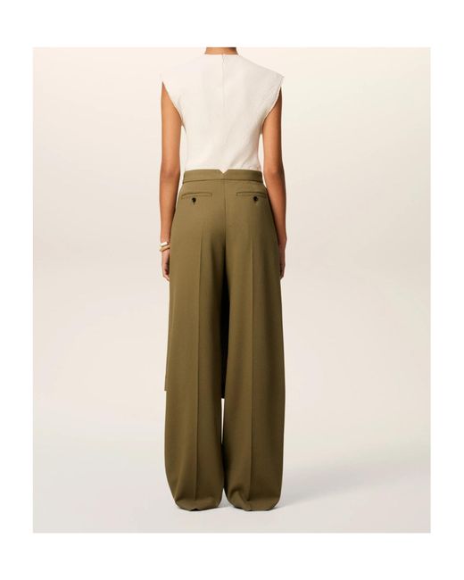 AMI Green Wool Front Panel Large Trousers