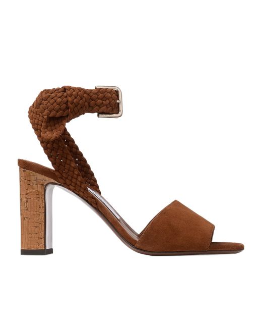 Jimmy Choo Brown Tan Suede And Shiny Cork Sandals
