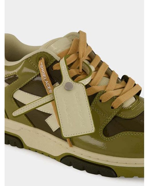 Off-White c/o Virgil Abloh Green Out Of Office "Ooo" Patent-Leather Sneakers for men