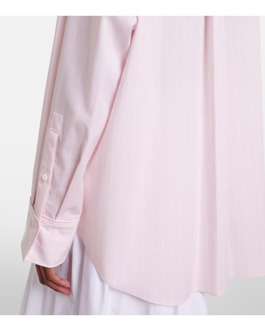 Dorothee Schumacher Pink Striped Power Floral-Appliqué Cotton-Blend Blouse