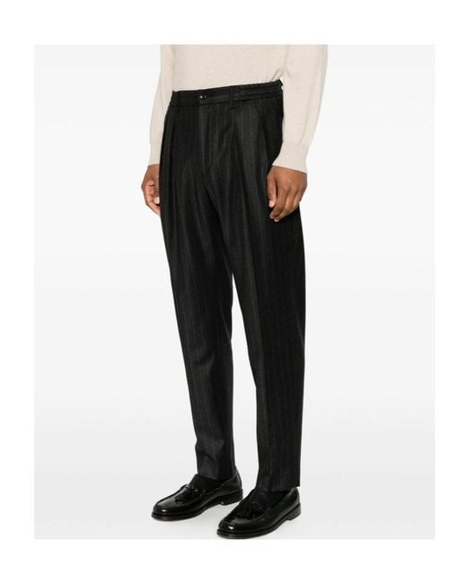 Tagliatore Gray Striped Casual Pants for men