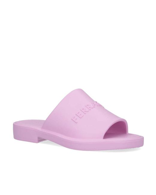 Ferragamo Purple Ferragamo Logo Embossed Slip-On Slides