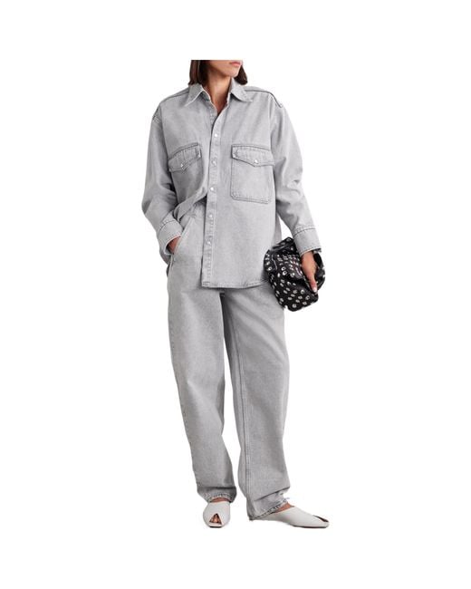 Petar Petrov Gray Oversized Denim Shirt