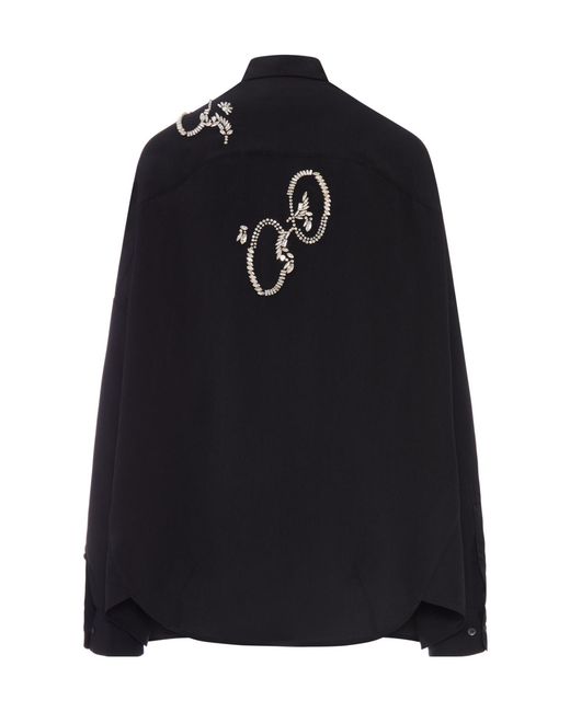 Dries Van Noten Black Oversized Shirt With Jewel Embroidery