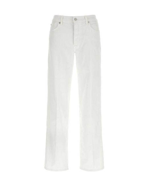 7 For All Mankind White Jeans With Belt Loops