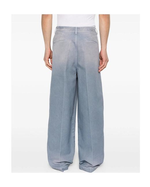Marni Blue Pleated Wide Leg Trousers for men