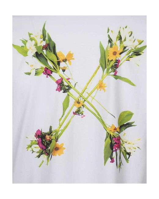 Off-White c/o Virgil Abloh White Floral Arrow Print T-Shirt
