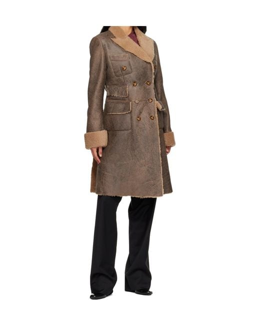 Vivienne Westwood Natural Double-Breasted Leather Coat