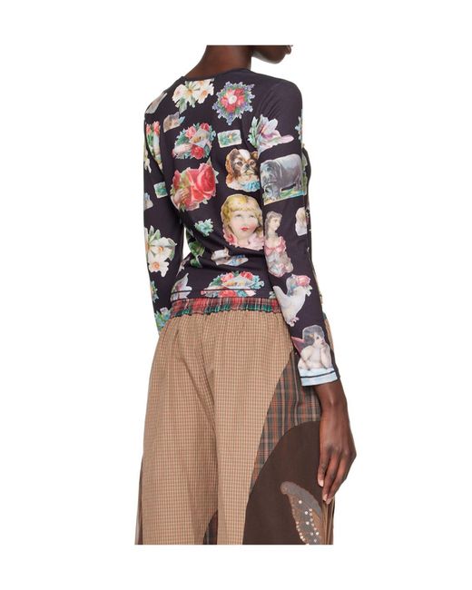 Chopova Lowena Black Snippets Fitted Jersey T-Shirt
