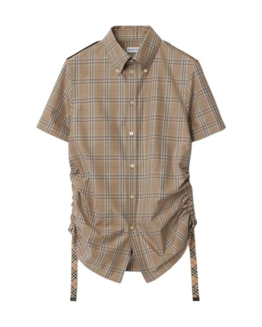 Burberry Brown Cotton Slim-Fit Check Shirt