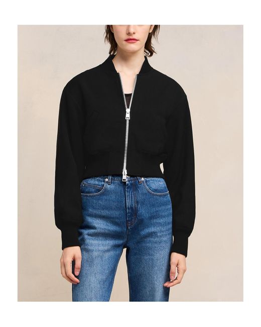 AMI Black Zip-Up Padded Bomber Jacket