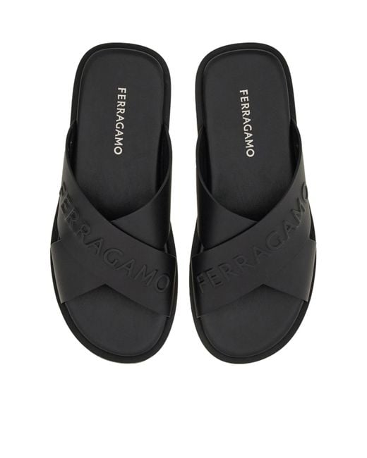 Ferragamo Multicolor Ferragamo Logo Embossed Slides for men