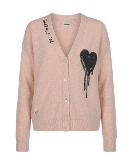 Zadig & Voltaire Pink Mirkaz Heart-Detail Cardigan