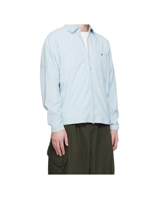 Stone Island White Logo Embroidered Zipped Shirt for men