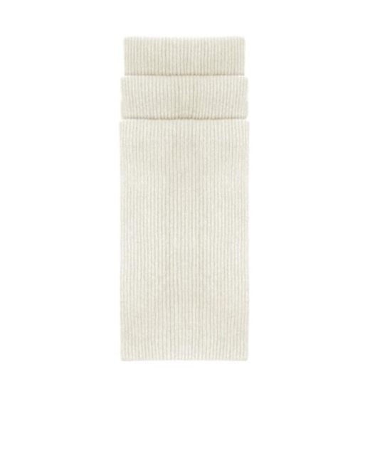Malo White Ribbed Knit Scarf