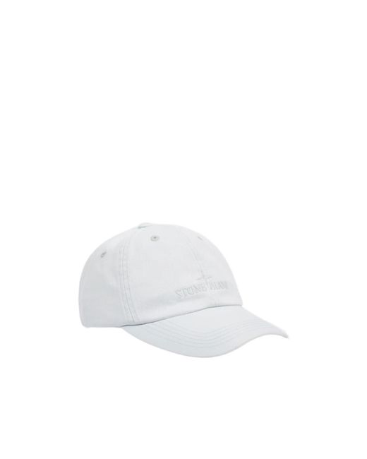 Stone Island White Logo Baseball Cap for men