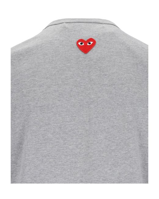 COMME DES GARÇONS PLAY Gray Comme Des Garçons Play Logo Patch Crewneck T-Shirt for men