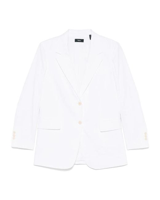 Theory White Single-Breasted Tailored Blazer