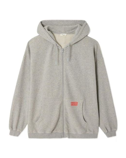 American Vintage Gray Logo Zip Hoodie Sweatshirt for men