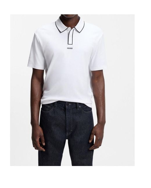 Boss White Boss Contrast Trim Short-Sleeved Polo Shirt for men