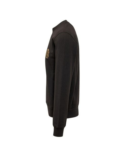 Dolce & Gabbana Black Heraldic Patch Crewneck Sweatshirt for men