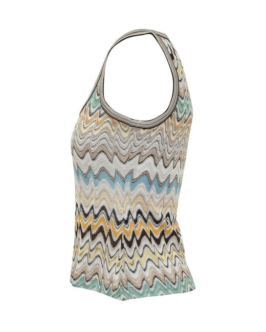 Missoni Gray Chevron Round Neck Top