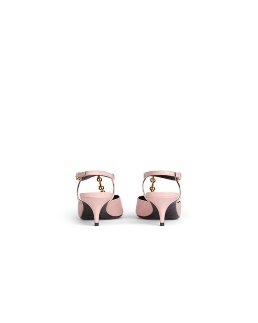 Balmain Pink Sync Chain Kitten Slingbacks
