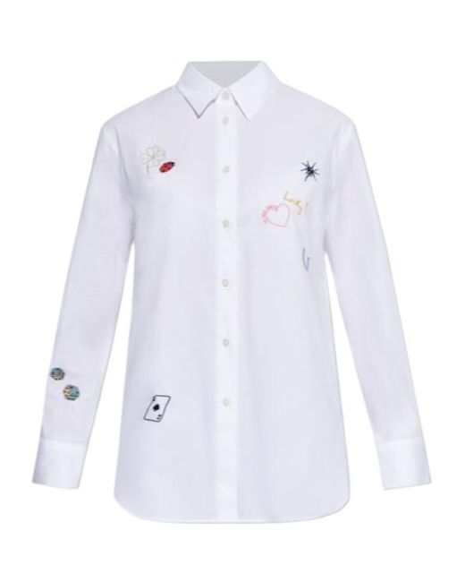 Paul Smith White Ps Paul Smith Colorful Patch Buttoned Shirt