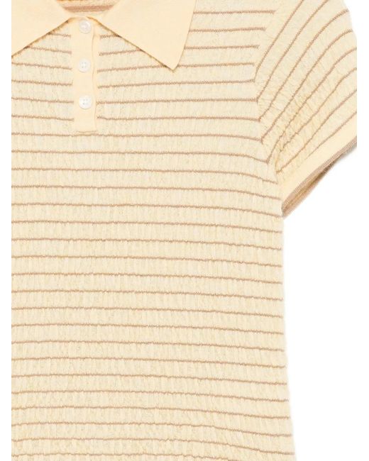 Guest In Residence Natural Smocked Striped Polo Shirt
