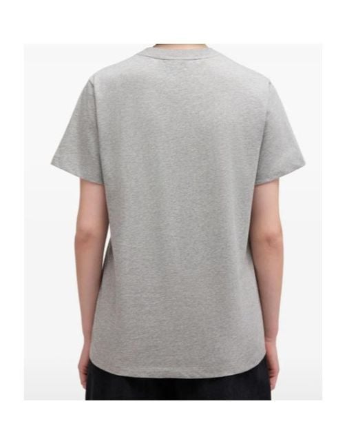 Ganni Gray Logo Relaxed-Fit T-Shirt