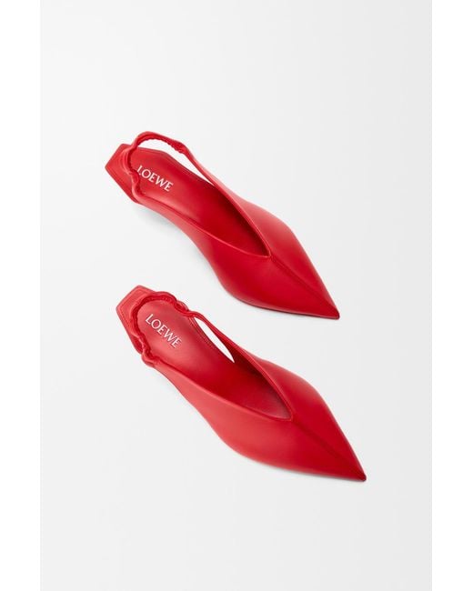 Loewe Red Pointed-Toe Slingback Pumps