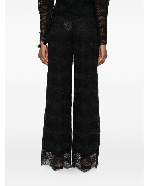 Twinset Black Wide Fit Macramé Lace Trousers