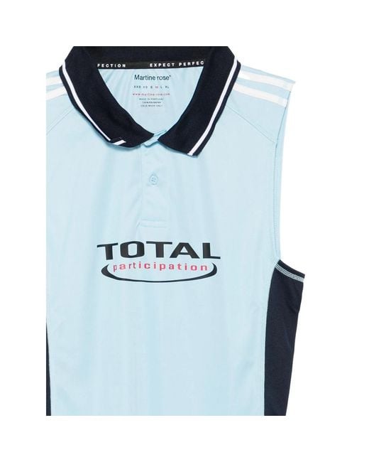 Martine Rose Blue Shrunken Football Collared Sleeveless Polo Shirt for men