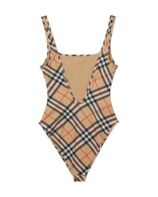 Burberry Multicolor Check Pattern One-Piece Swimsuit