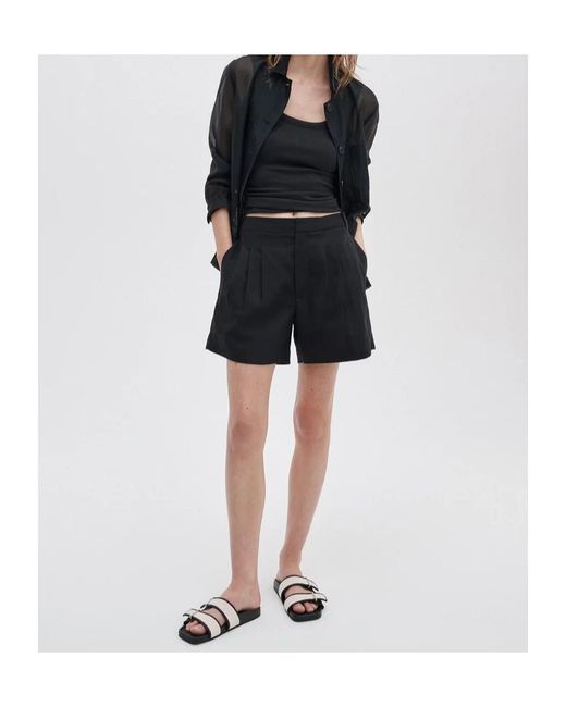 Rag & Bone Black Tailored Pleated Shorts