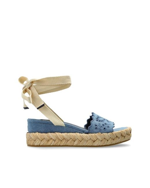 Jimmy Choo Blue Arlee Wedge Ankle Strap Sandals