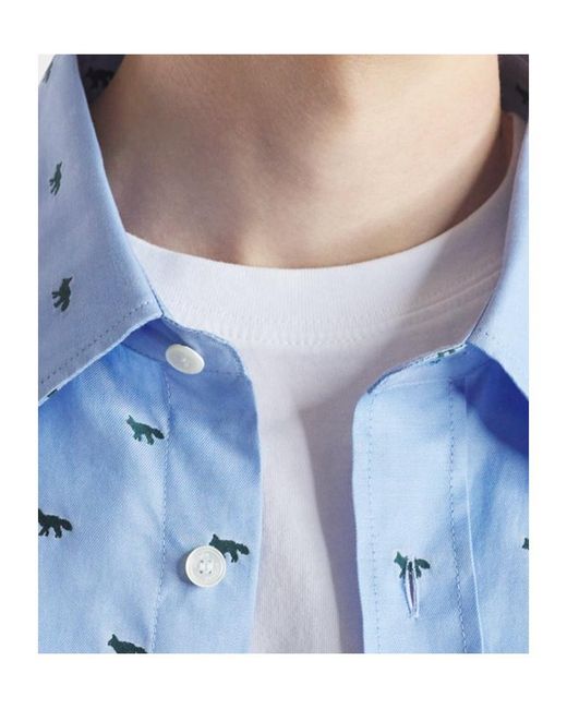 Maison Kitsuné Blue Maison Kitsuné Profile Fox Casual Shirt for men