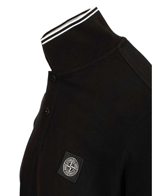Stone Island Black Long Sleeve Polo Shirt for men