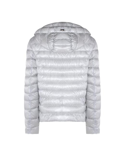 Herno Gray Quilted Hooded Drawstring Puffer Jacket