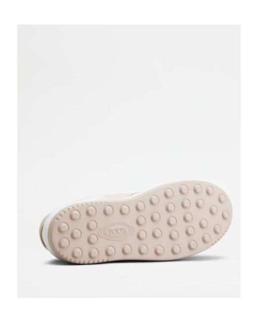 Tod's White Round-Toe Lace-Up Sneakers