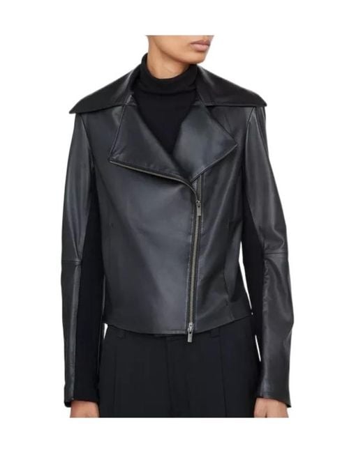 Vince Black Long-Sleeved Leather Jacket