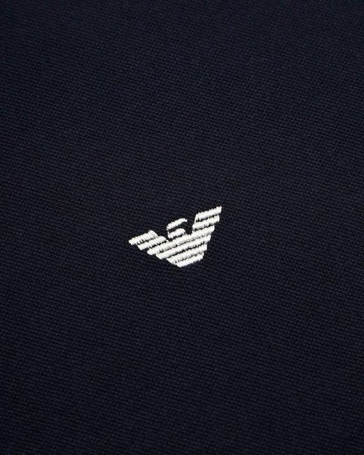 Emporio Armani Blue Logo Embroidered Polo Shirt for men