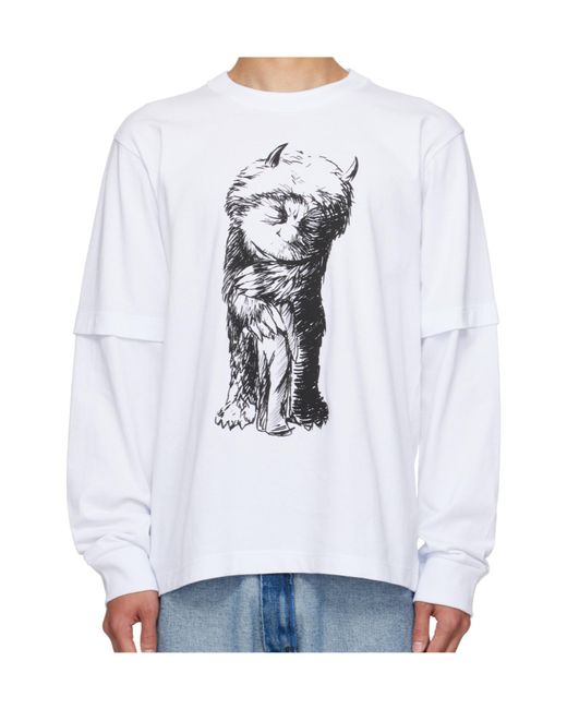 Sacai White Crew Neck T-Shirt for men