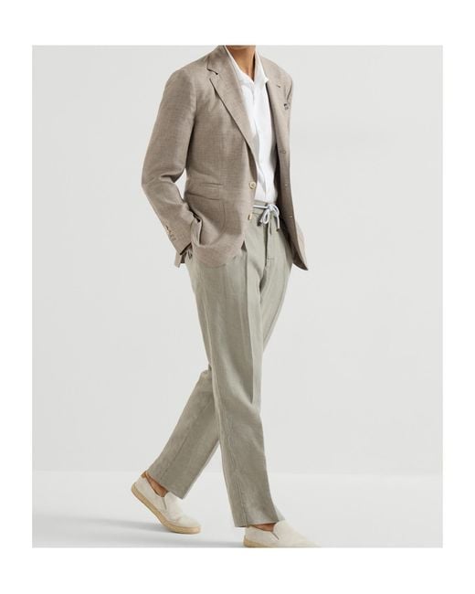 Brunello Cucinelli Brown Single Breasted Tailored Jacket for men