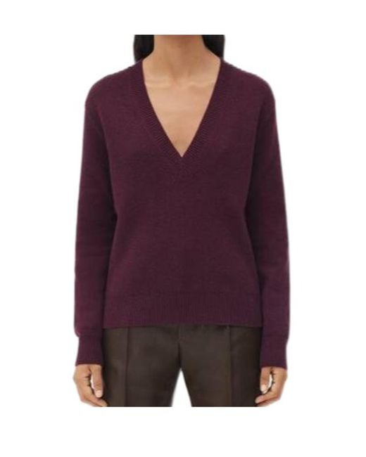 Bottega Veneta Purple V-Neck Long-Sleeved Jumper