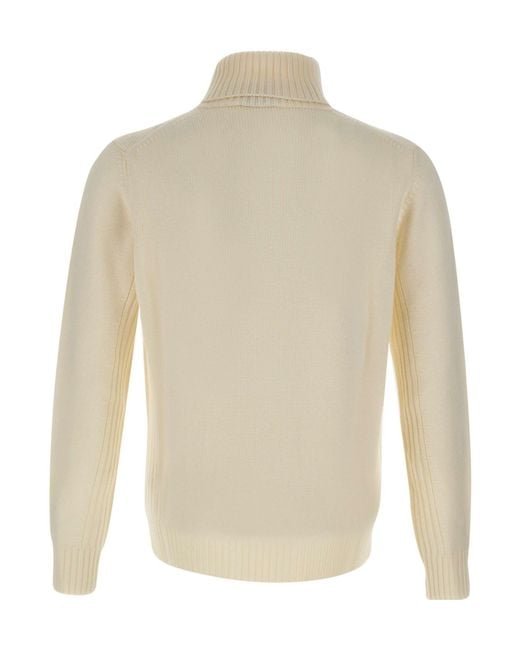 Kangra Cashmere White Kangra Turtleneck Ribbed Jumper for men