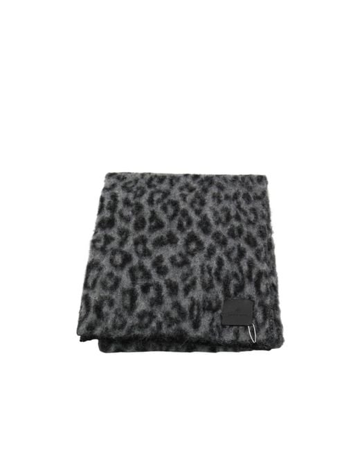 Anine Bing White Leopard Printed Knitted Scarf