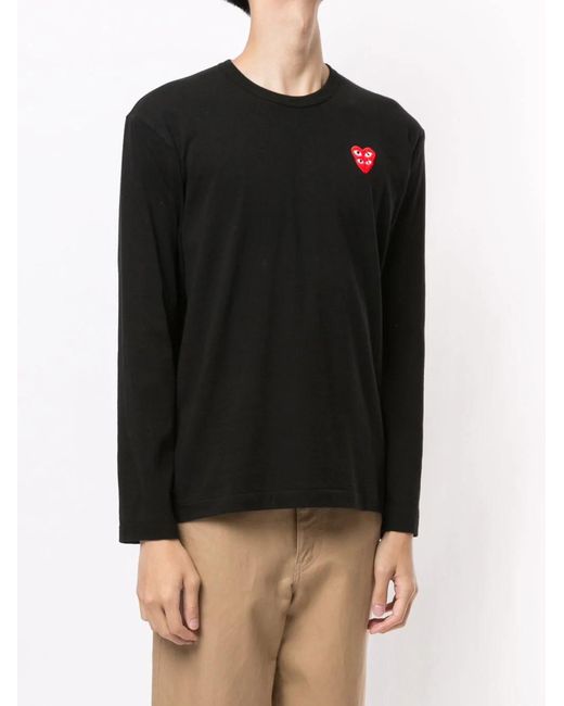 COMME DES GARÇONS PLAY Black Embroidered Logo T-Shirt for men