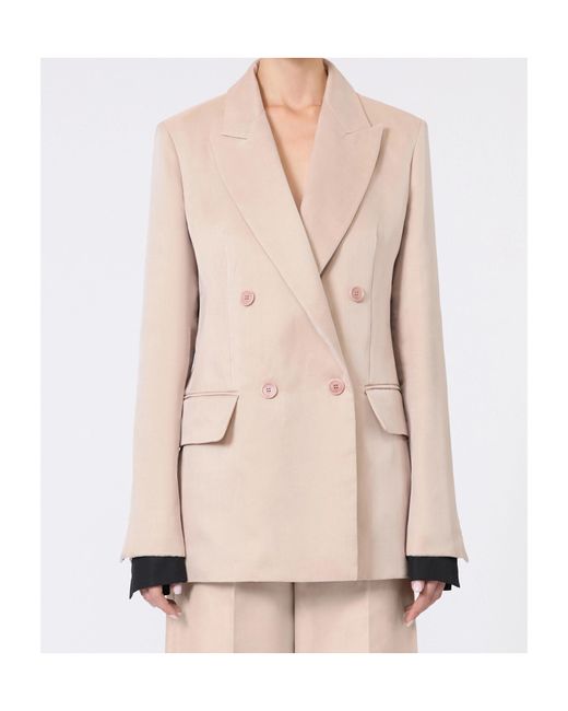 Max Mara Natural Feltro Double-Breasted Tailored Blazer